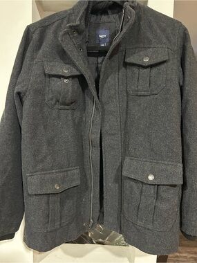 GAP Kids Charcoal Gray Military-Style Field Jacket